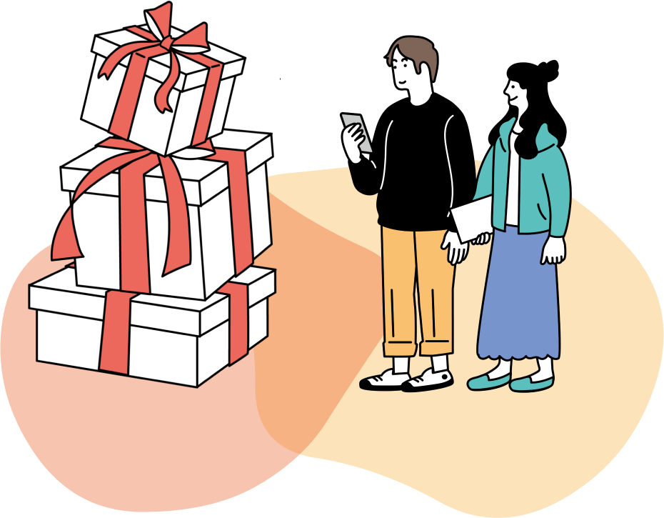 カップルとギフトボックス